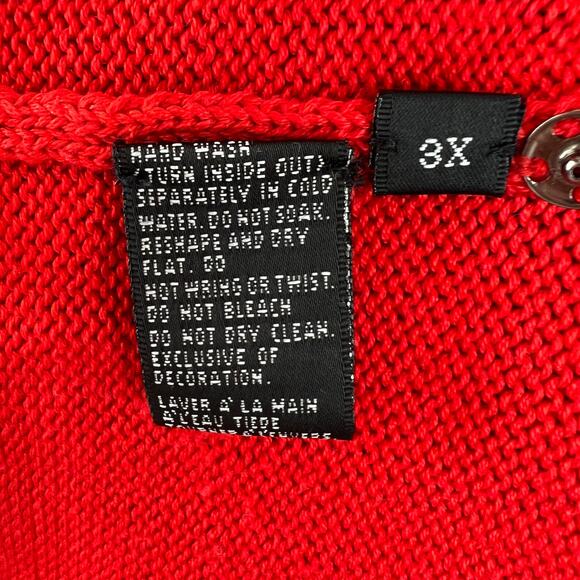 VINTAGE Christina Rotelli Cotton Embroidered Christmas Angel Cardigan Sweater 3X - Picture 11 of 12